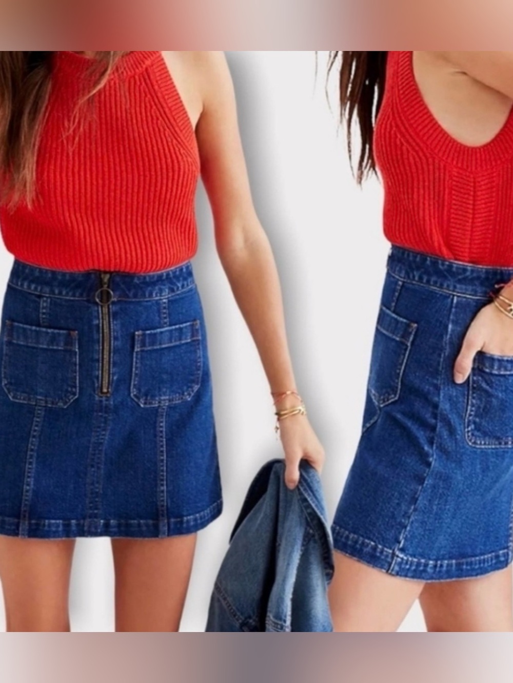 Madewell Denim O-Ring Zip Mini Skirt Blue Size 28